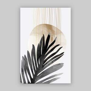 Abstract Palm Leaf Canvas Print: Modern Botanical Wall Art