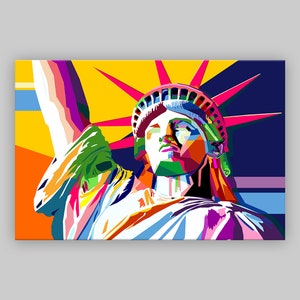Statue of Liberty Lady Liberty Independence Love Freedom New York New Jersey USA Colorful Abstract Pop Art Giclee Canvas
