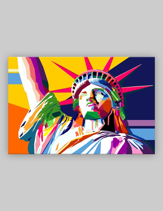 Statue of Liberty Canvas: Colorful Abstract Pop Art Giclee - Etsy