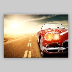 Red 1950s Classic Car Canvas Print: American Vintage Wall Art