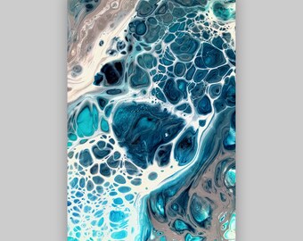 Turquoise Ocean Canvas Print: Abstract Beach Waves Art