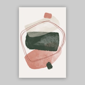 Pink and Gray Abstract Wall Art for Hotel Lobby or Office Conference Room Interior Design Artwork Canvas Print Minimalistic