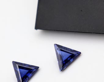 Blue Sapphire Triangle Shape AAA Rated Lab Created Synthetic Blue Sapphire Faceted Gemstone 5mm-18mm,Blue Corundum Triangle Shape
