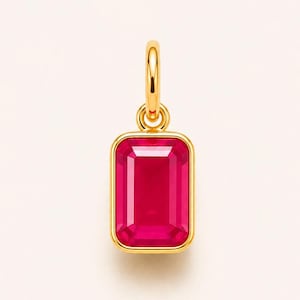 Lab Ruby Birthstone Charm, July Birthstone Jewelry, Personalized Ruby Charm, Custom Gemstone Pendant, Ruby Gift, Multiple Shapes