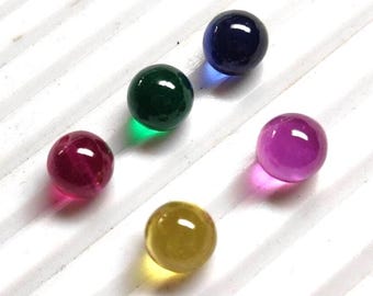 Lab Created Multi-Color Corundum Cabochon: 3-10mm Synthetic Gemstone Bead