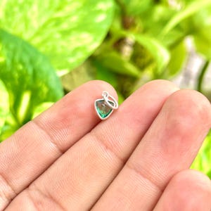 Lab Created Emerald Trillion Pendant | 5mm Trillion Cut | 18K 14K Gold Silver Bezel Set Charm | May Birthstone Jewelry, Handcrafted Jewelry