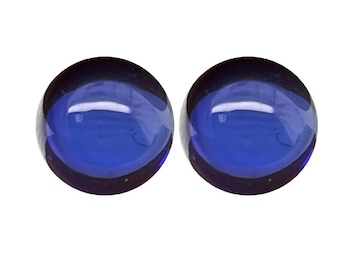 Lab Created Blue Sapphire Cabochons: Round Gemstones for Jewelry Making
