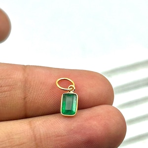 Dainty Natural Emerald Pendant: Minimalist Bezel Setting, 14K Gold or Sterling Silver