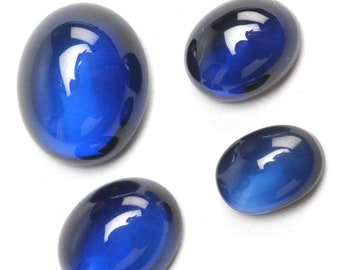 Lab Created Blue Sapphire Cabochon: Oval Loose Gemstone, September Birthstone