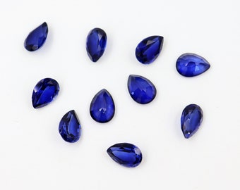AAA Lab Created Synthetic Faceted Blue Sapphire Pear Loose Gemstone 3x5 to 18x25 AAA Lab Created Synthetic Faceted Blue Sapphire Pear Loose Gemstone 3x5 to 18x25