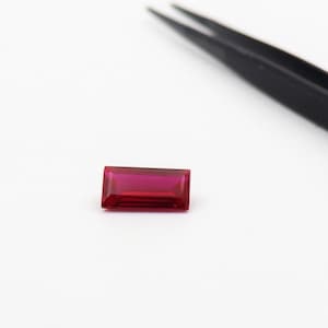 Lab Created Ruby Baguette Cut Gemstone: AAA Rated, 4x8mm-16x32mm