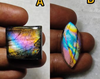 Unique Multi Flash Labradorite Cabochon Gemstone , Multi colour Labradorite Gemstone, Wire Wrapped, Making For Jewelry.
