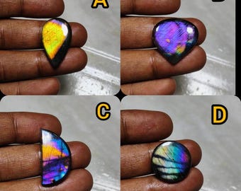 Multi Falsh Labradorite Cabochon Gemstone , Multi colour Labradorite Gemstone, Wire Wrapped, Making For Jewelry.