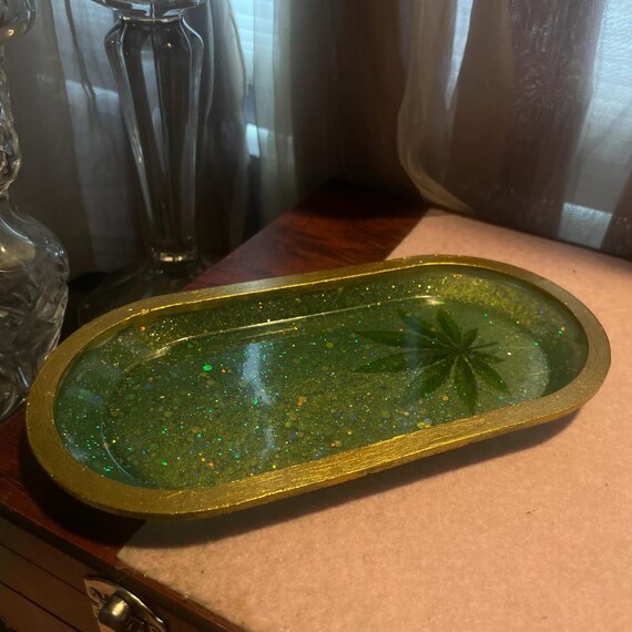 Handcrafted Epoxy Resin 420 Green Tray Original Piece