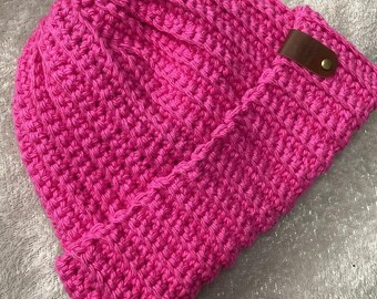 Gorro de punto de algodón rosa