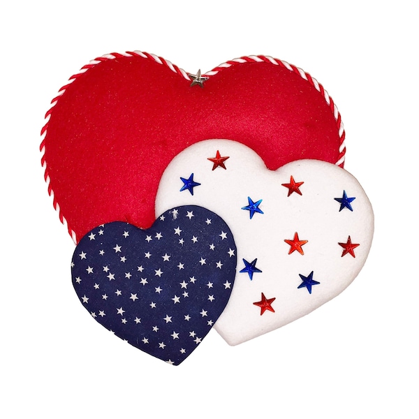 Patriotic Heart Wreath Attachment, Independence Day Wreath Attachment, Memorial Day Wreath, Veterans Wreath, July 4th Wreath Attachment