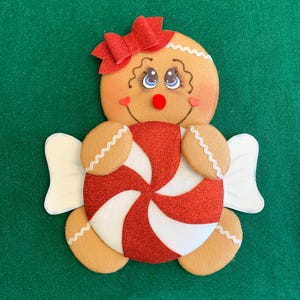 Gingerbread Wreath Attachment, Christmas Wreath Attachment, Wreath Attachment, Gingerbread Girl, Peppermint Wreath Attachment