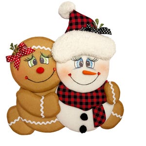 Gingerbread and Snowman Wreath Attachment, Christmas Wreath Attachment, Snowman Wreath Attachment, Gingerbread Wreath Attachment