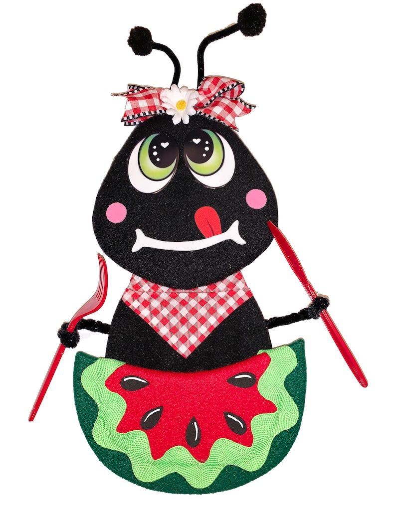 Ant Wreath Attachment, Ant and Watermelon Wreath Attachment, Summer Wreath Attachment, Picnic Ant Girl