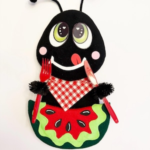 Ant Wreath Attachment, Ant and Watermelon Wreath Attachment, Summer Wreath Attachment, Picnic Ant Boy