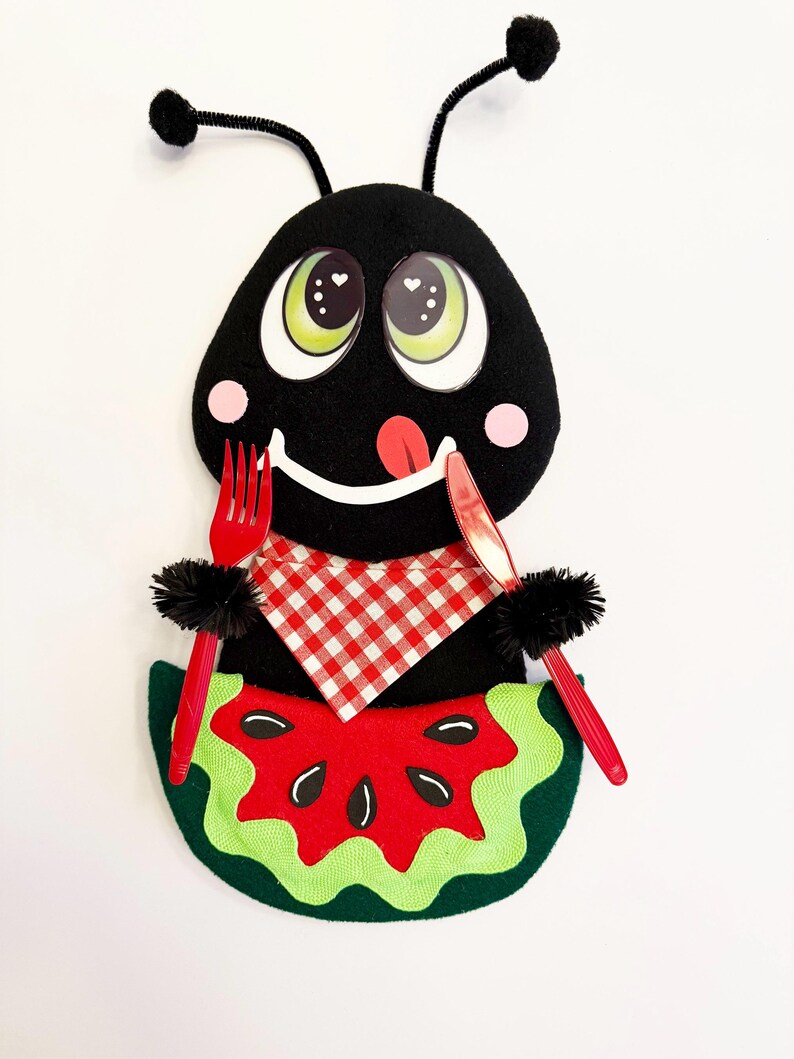 Ant Wreath Attachment, Ant and Watermelon Wreath Attachment, Summer Wreath Attachment, Picnic Ant Boy