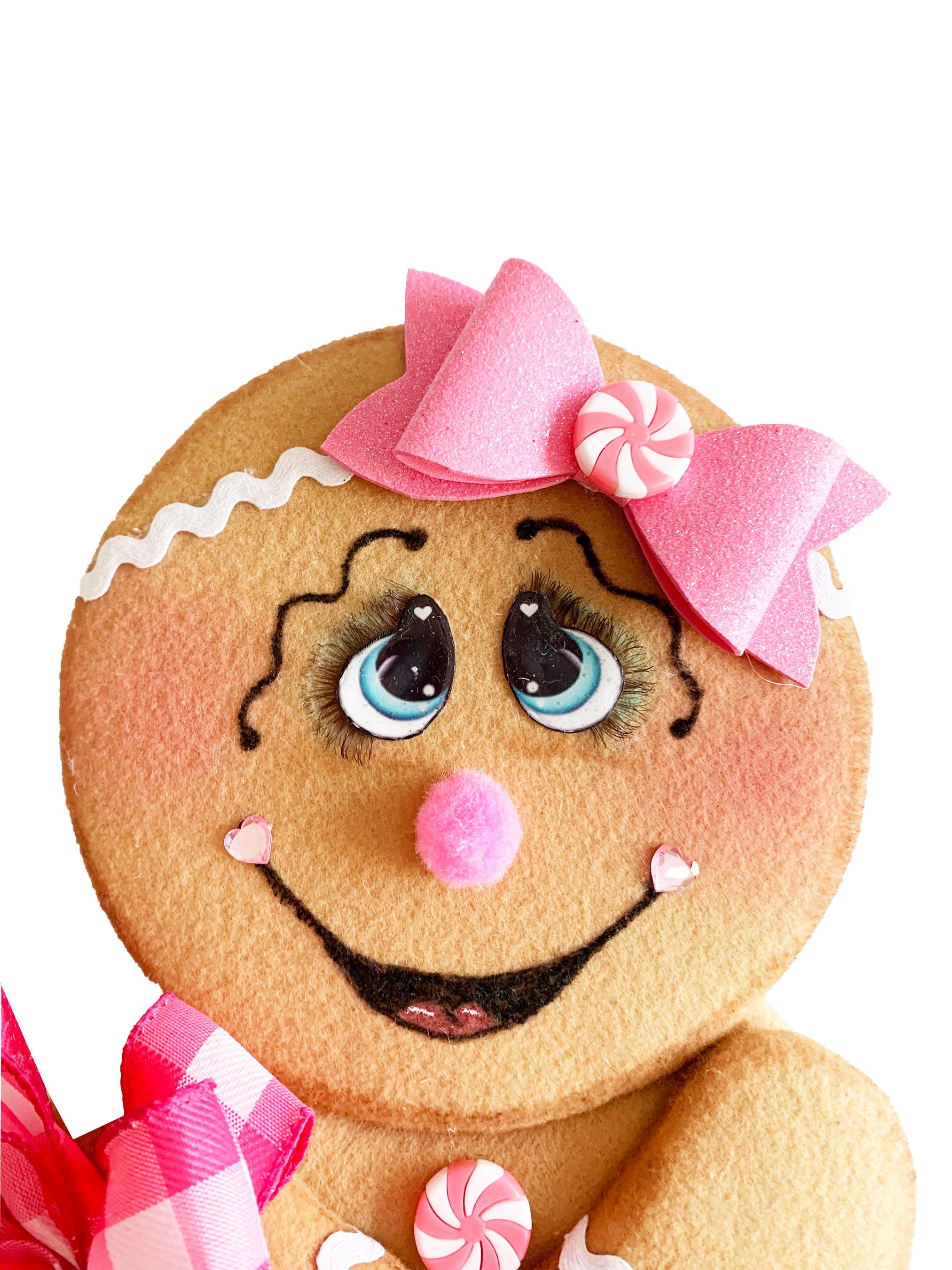 Pink Gingerbread Girl Wreath Attachment, Christmas Wreath Attachment ...