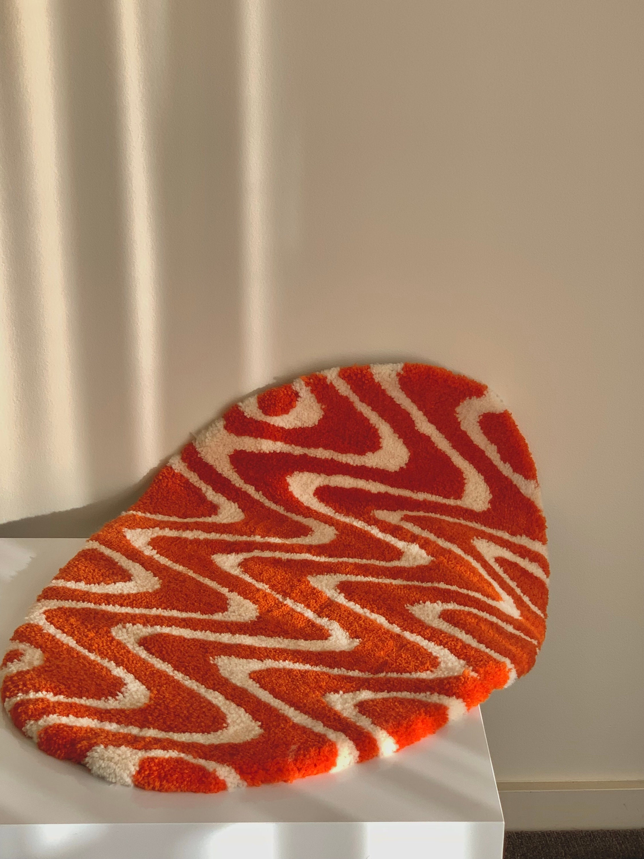 Disco Waves Hand Tufted Rug Tufting Gun Custom Carpetorange Etsy