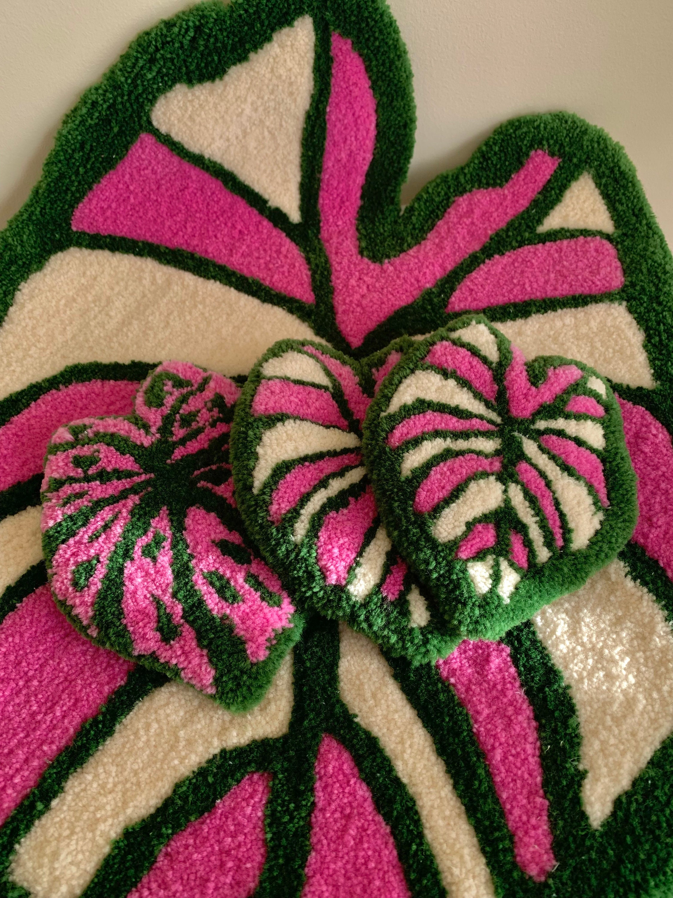 Hand Tufted Rug Tufting Gun Custom Carpet Caladium Mini Rug Etsy