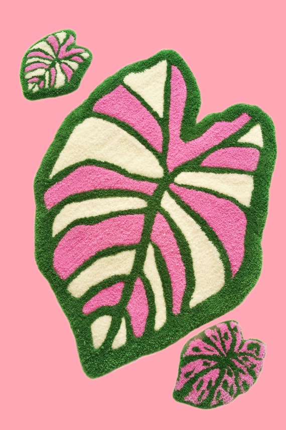 Hand Tufted Rug Tufting Gun Custom Carpet Caladium Mini Rug Etsy