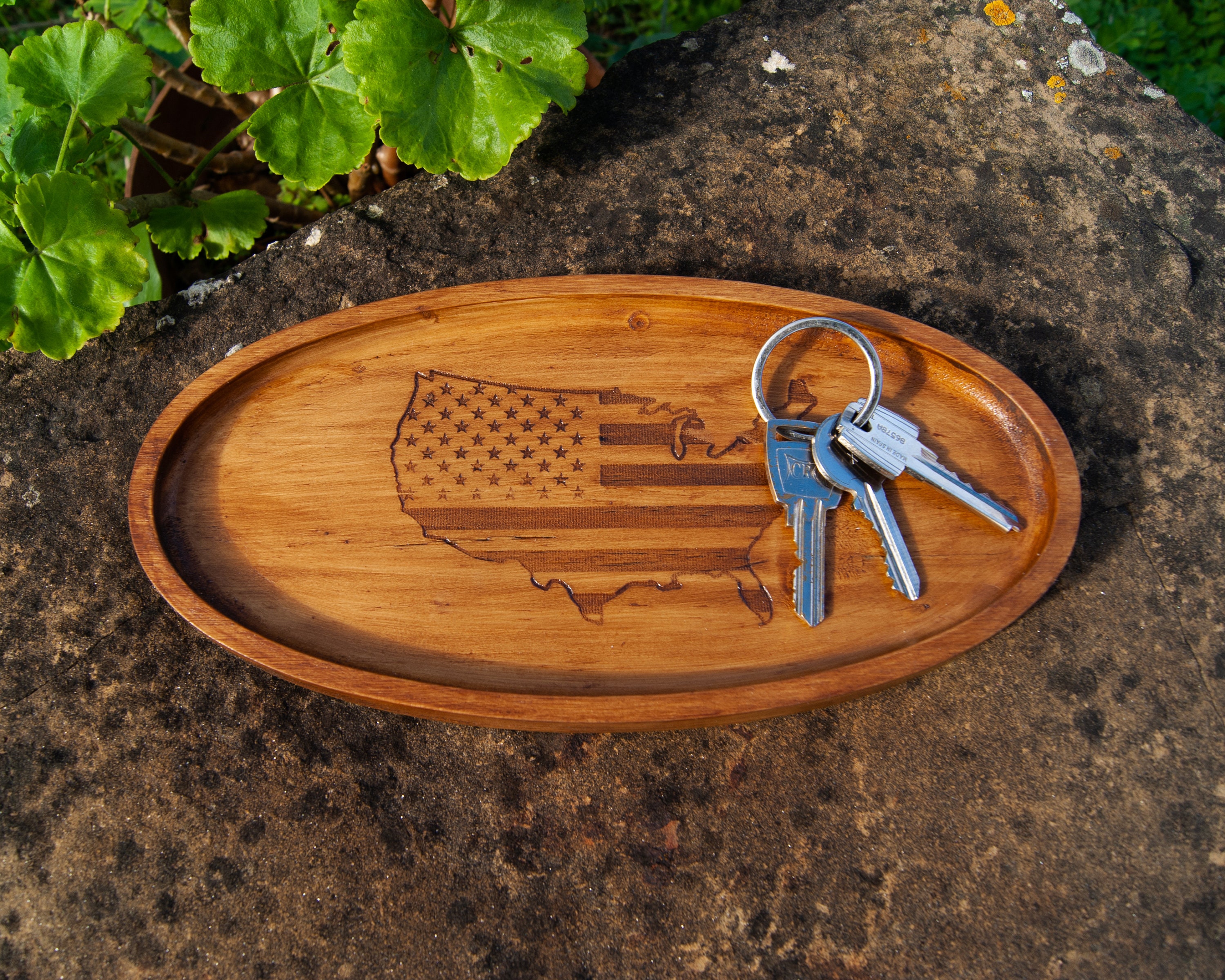Oval Wood Tray USA Flag Keys Birthday Anniversary - Etsy