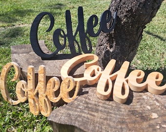 Wooden Coffee Sign, Home Coffee Bar Decor, Thick Wood