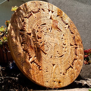 Aztec calendar 40 cm to 100 cm | 15,7in to 31,5 in, mayan,  3d carving, mythological art, wall art, sun