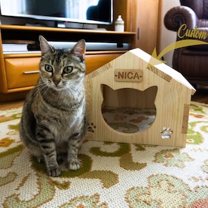 House for Cat, Furniture for cats, Personalized with name