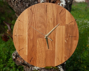 Wall Clock Oak, Modern, Silent, Minimalist, Personalized, Custom, Home Decor