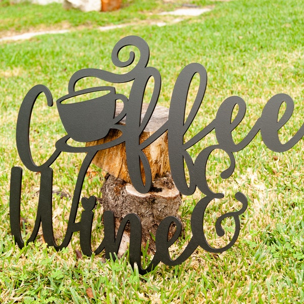 Coffee and Wine Sign, Coffee Wall Decor, Wooden Sign, Wood Sign, Coffee Bar, Home, Kitchen