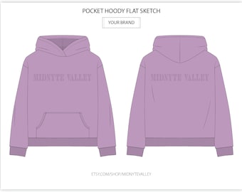 【Raucohouse】Drawing face non-pocket hoodie Hoodie Zipper Kangaroo Pocket Flat Sketch Stock Vector