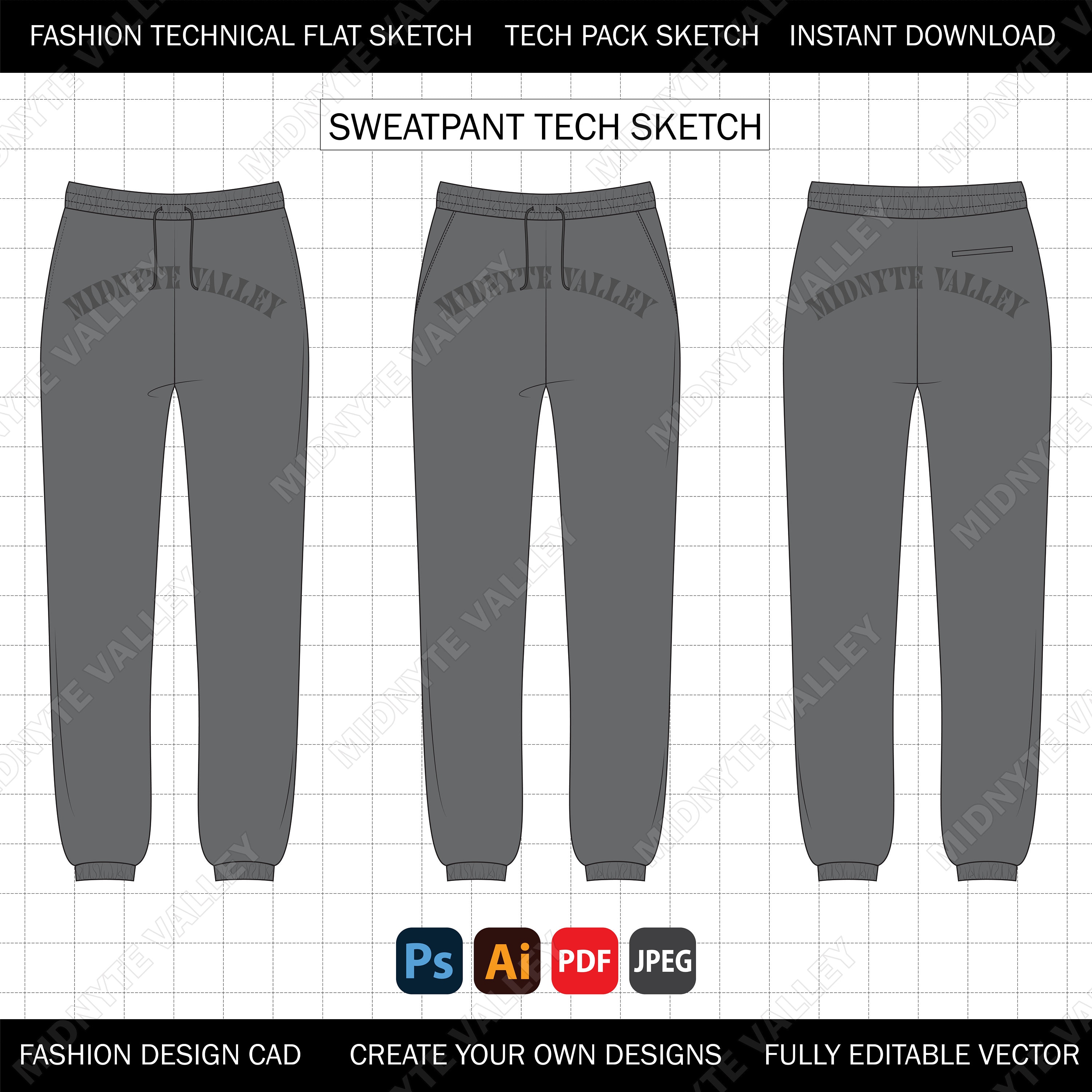 Flared Sweatpants Vector