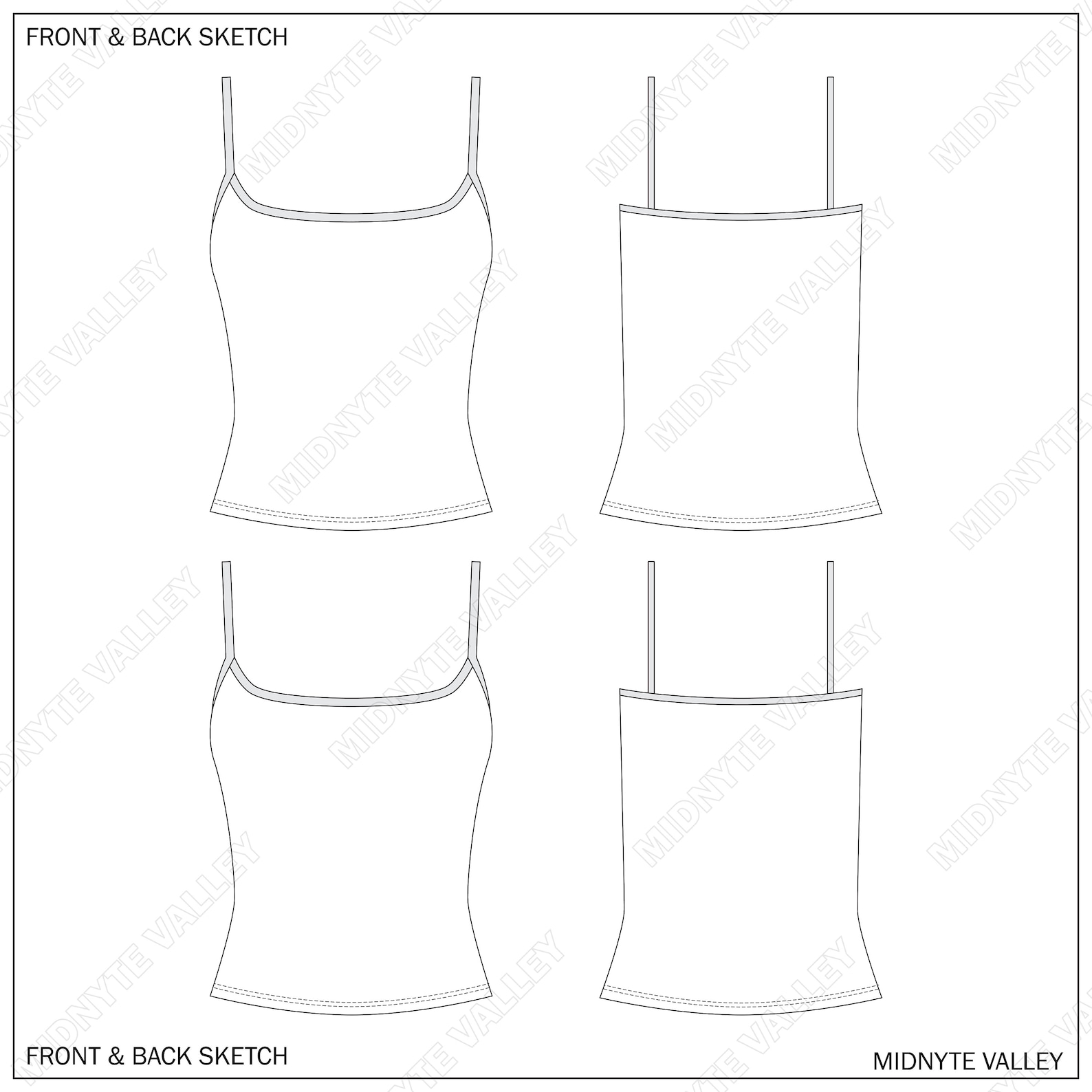 Cami Camisole Spaghetti Strap Tank Top Mock up for Fashion Design Tech ...