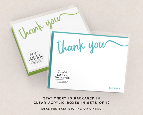 Personalized Flat Note Cards with Envelopes Thank You Card Set Personalized Flat Note Cards with Envelopes Thank You Card Set