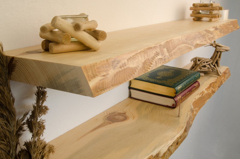 Solid Wood Floating Shelf Rustic Live Edge Floating Shelf Etsy