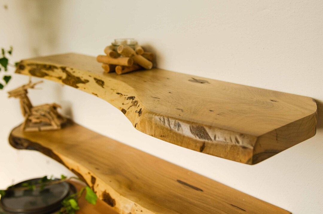 Handmade Solid Rustic Style Wood Shelves With Hidden Brackets Etsy