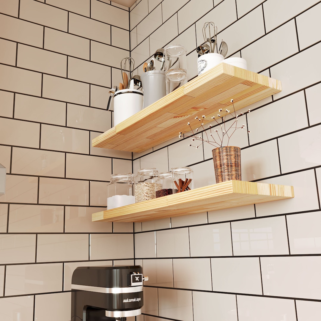 HEAVYDUTY Rustic Wood Floating Shelves With Steel Brackets Etsy