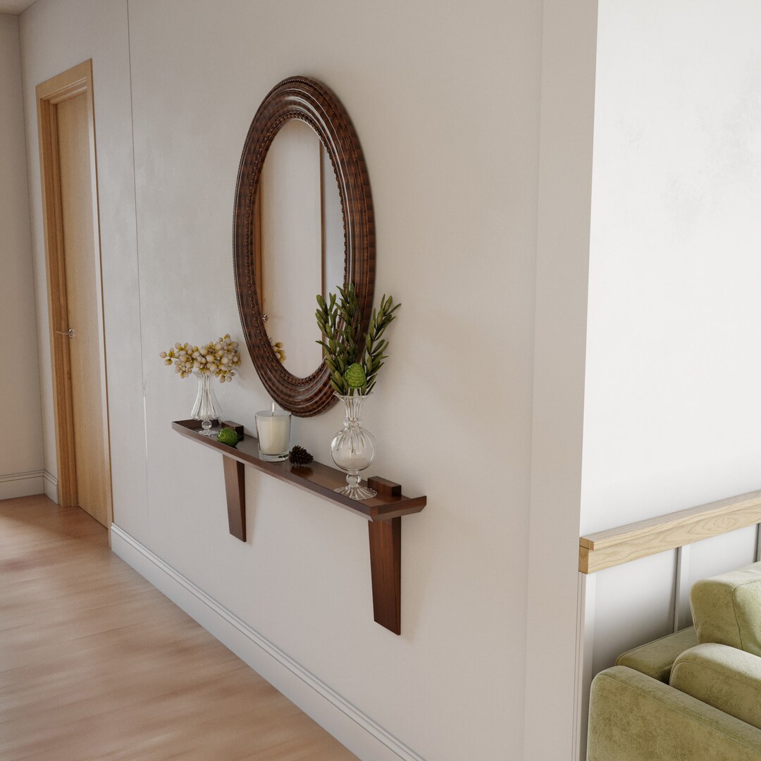 Creative Modern Wood Floating Console Shelf Hallway Entryway Etsy
