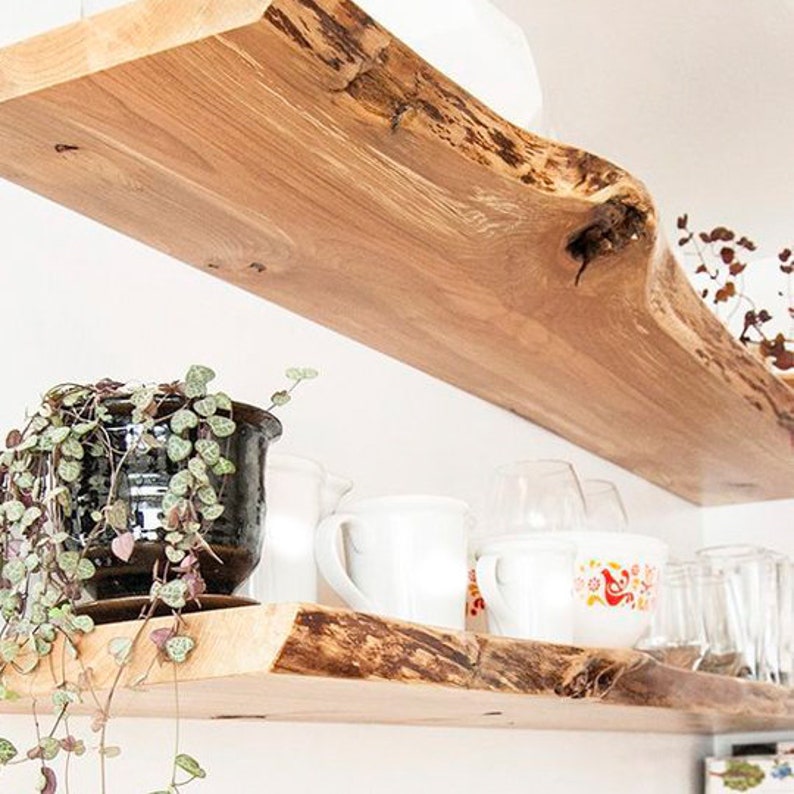 Natural Wood Live Edge Shelf Solid Wood Floating Wall Shelf Etsy