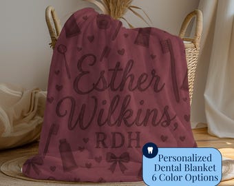Customized Dental Hygienist Gift for Dental Assistant Dentist Office Blanket Dental Accessories Dental Coquette Custom Dental Office Decor