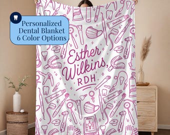 Customized Dental Gift for Dental Hygienist Personalized Blanket Dental Hygienist Throw Dental Accessories for Assistant Gift Throw Blankets