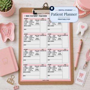 Printable Dental Hygiene Planner Custom RDH Patient Tracker Personalized Dental Huddle Day Planner for New Dental Hygienist Accessories