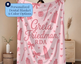 Personalized Dental Gift for Dental Assistant Dental Coquette Dentist Office Blanket Dental Accessories Hygienist Custom Dental Office Decor