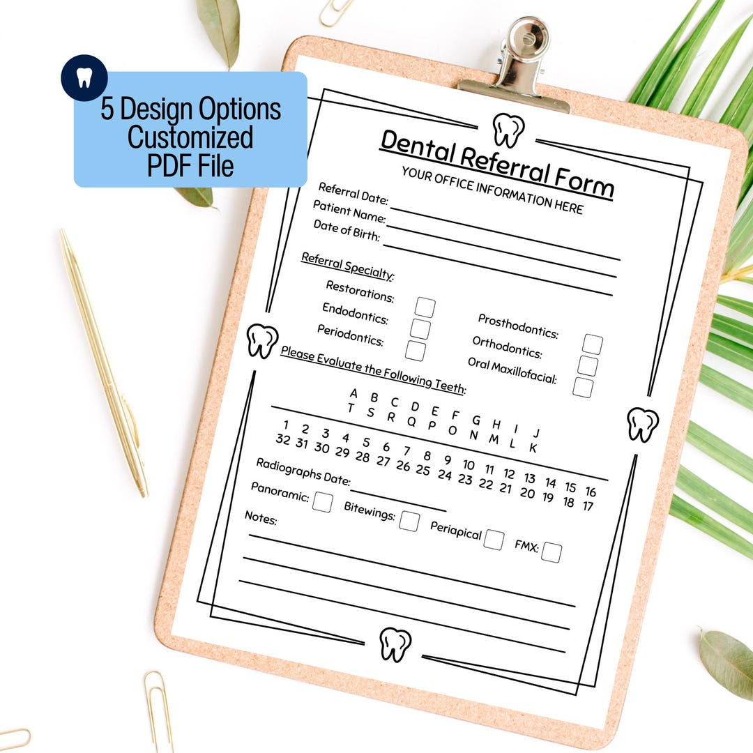 personalized dental referral form for dental office form new