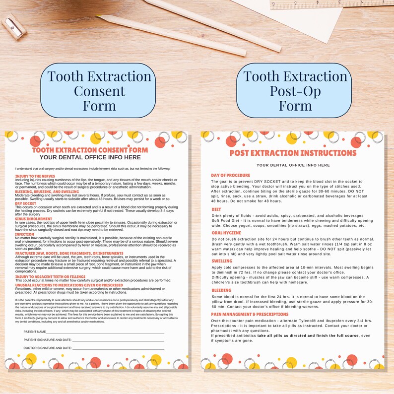 Dental Digital Download for Printable Dental Office Form Oral Surgeon ...